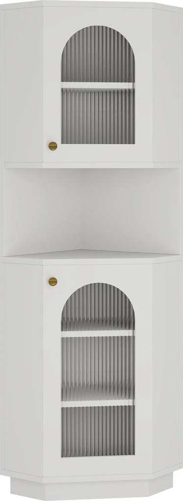 Armário de canto para casa de banho com barra de luz, Branco | AOSOM Portugal