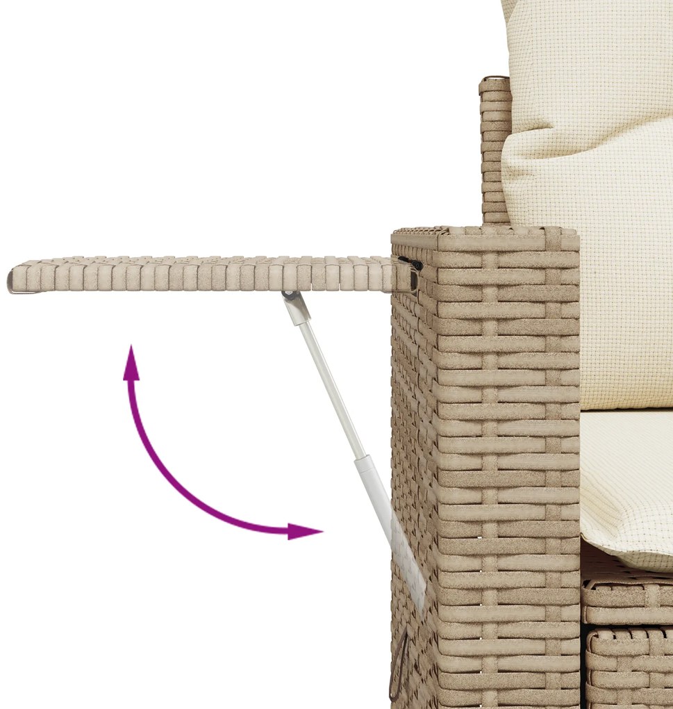Conjunto de Sofá de Jardim com 8 Peças e Almofadas Bege Rattan Poliést