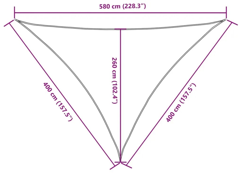 Para-sol estilo vela tecido oxford triangular 4x4x5,8 m bege