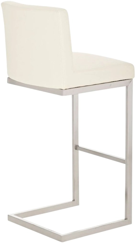 Banco de bar Paros em couro sintético 42 x 104 x 48 cm Creme