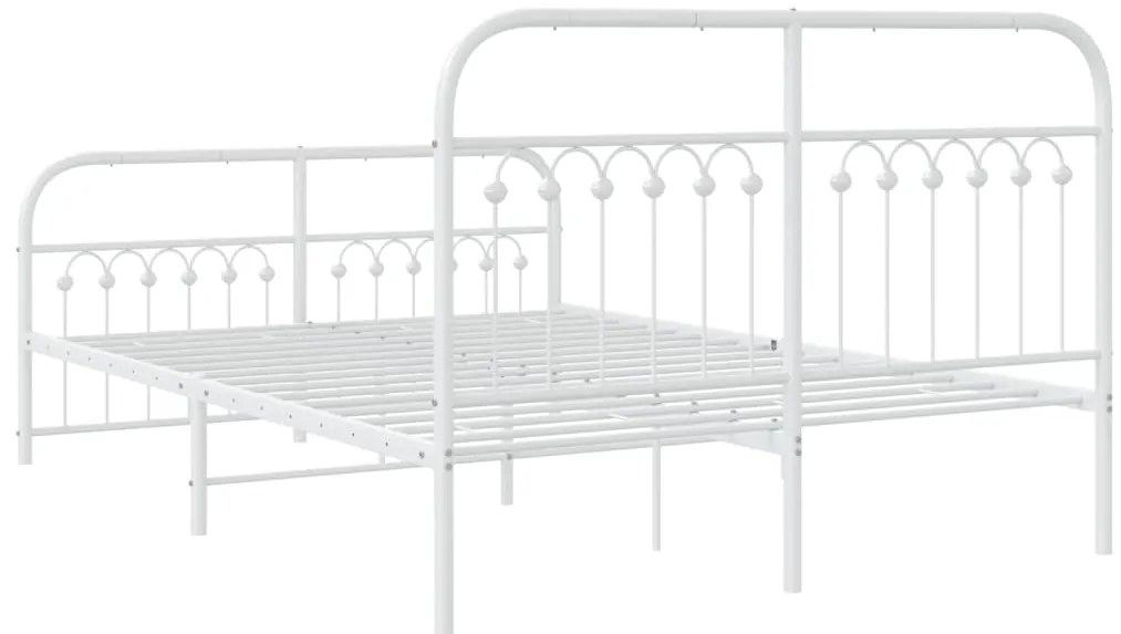 Estrutura de cama com cabeceira e pés 140x190 cm metal branco