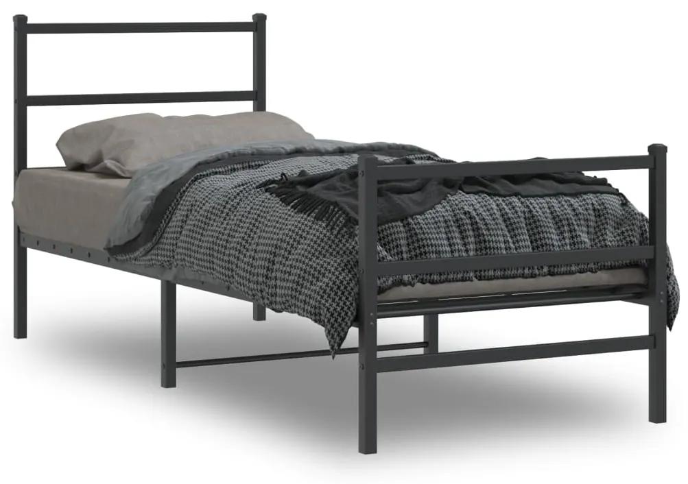 355374 vidaXL Estrutura de cama com cabeceira e pés 80x200 cm metal preto