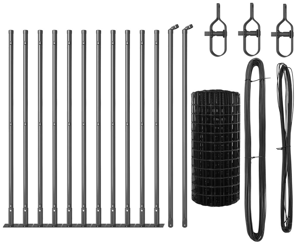 Cerca Euro com 13 Postes Flangeados 0,6x25 m Aço Galvanizado