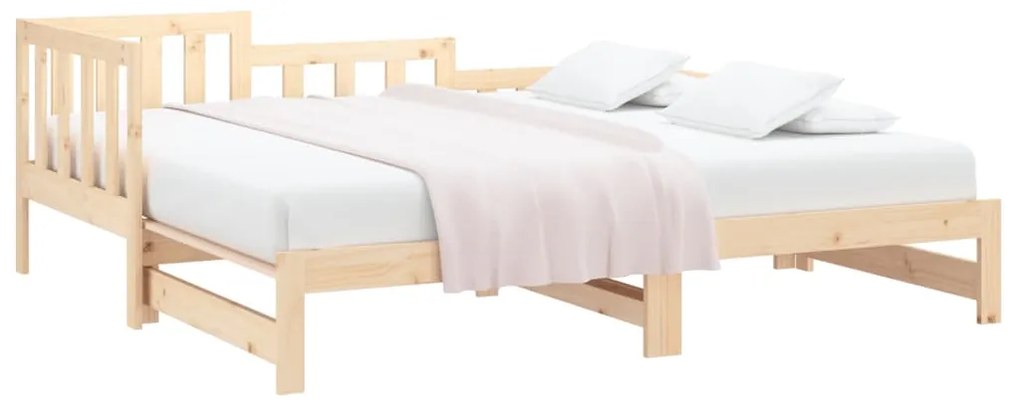 Sofá-cama de puxar 2x(90x200) cm madeira de pinho maciça