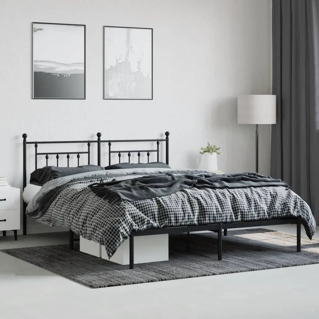 Estrutura de cama com cabeceira 183x213 cm metal preto