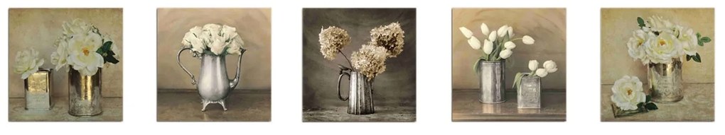 Pintura Decorativa em MDF UTB124 – Branco, Creme e Cinza – 15 x 15 cm