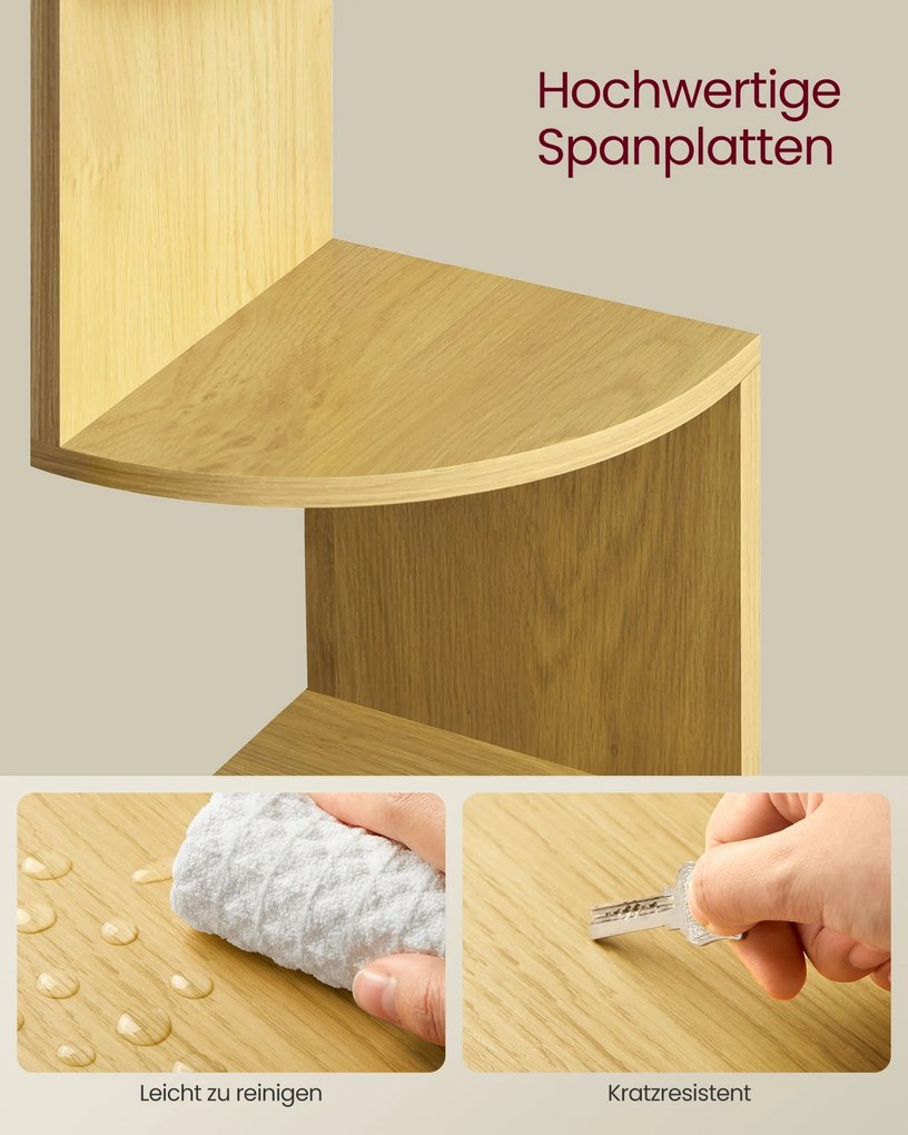 Prateleira de parede com 5 níveis para livros 20 x 20 x 126 cm em cor de carvalho natural