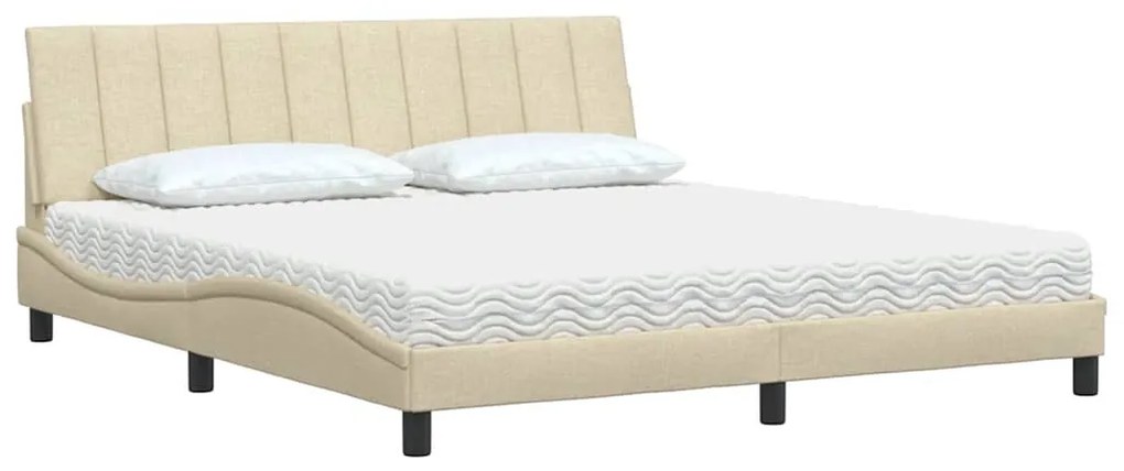 Cama com colchão 180x200 cm tecido cor creme