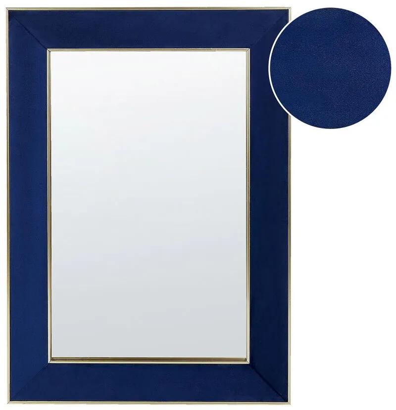 Espelho de parede com moldura em veludo azul 50 x 70 cm LAUTREC Beliani