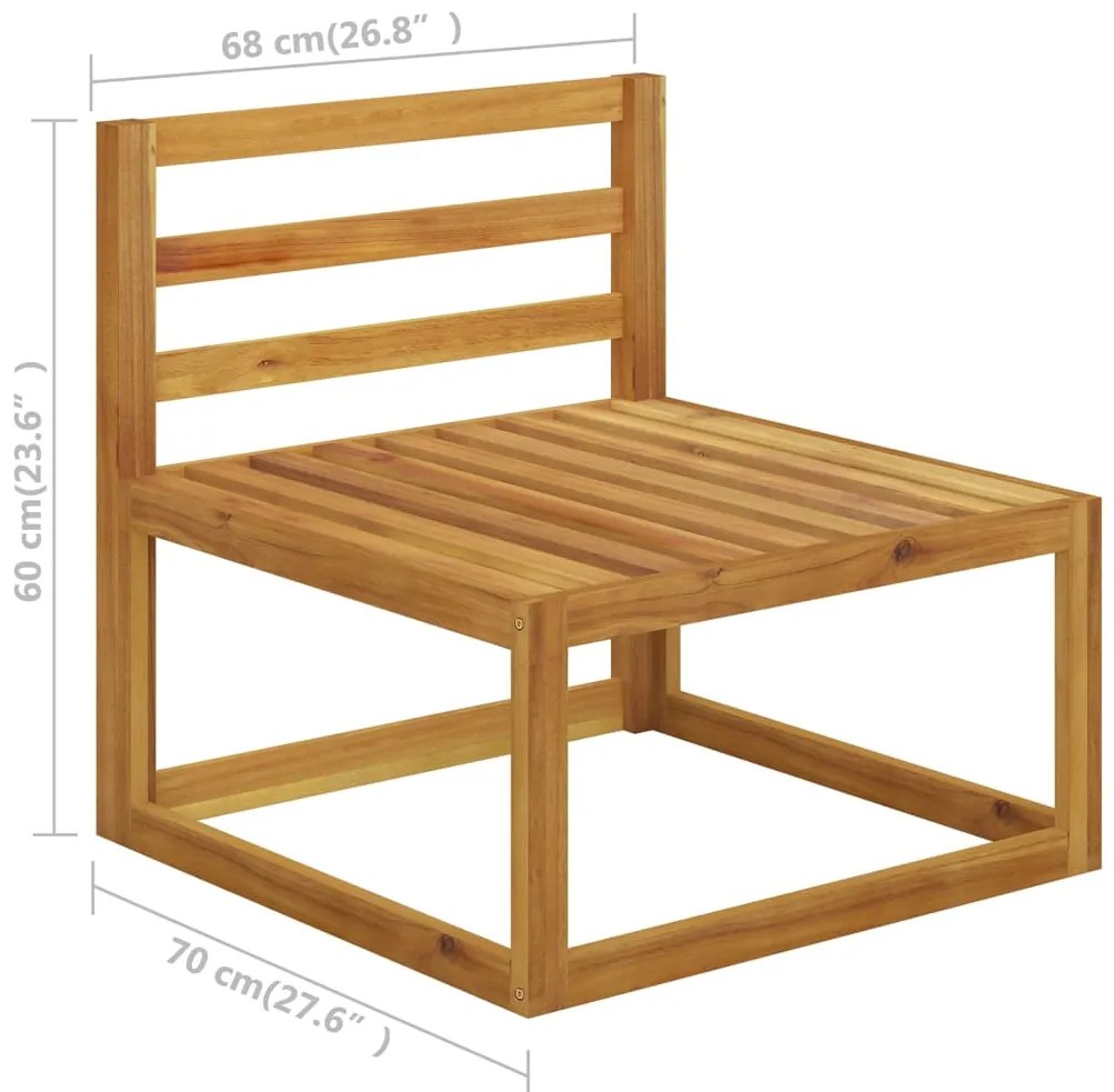 6 pcs conj. lounge jardim c/ almofadões madeira acácia maciça