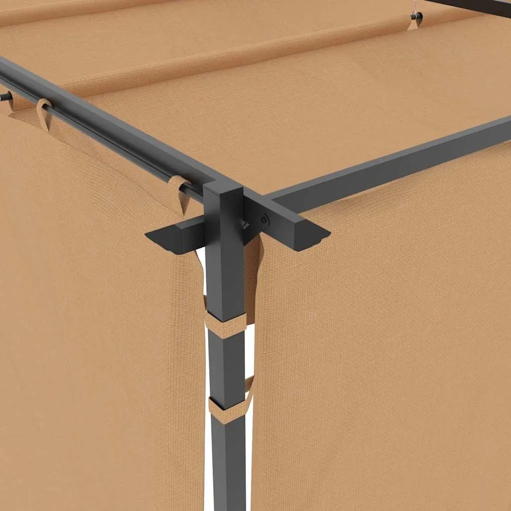 Gazebo com cortinas 3x3 m aço cinzento-acastanhado