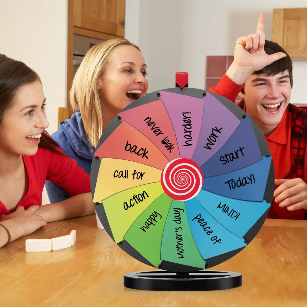 Roleta da Sorte 24", 12 slots, roda de jogo da sorte com suporte para tripé, altura ajustável para festas e eventos Multicolorido