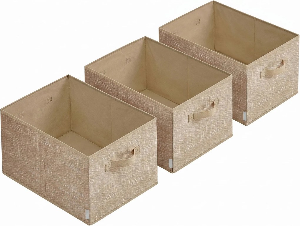 Conjunto de 3 caixas de arrumação, 40 x 30 x 24 cm, bege areia