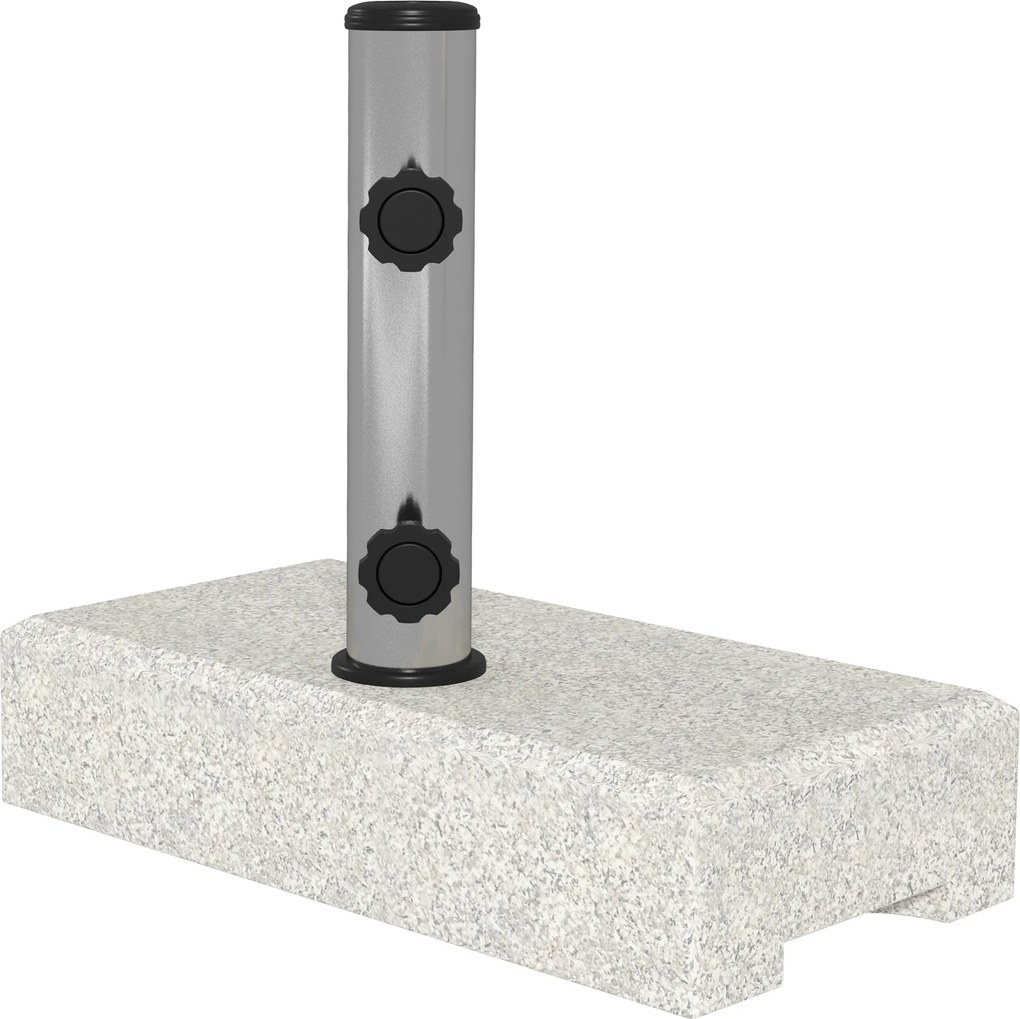 Base para guarda-sol em mármore 45 x 22,5 x 40 cm, com 25 kg, 2 rodas de fixação e tubo em aço inoxidável (GUARDA SOL NÃO INCLUIDO), cinzenta