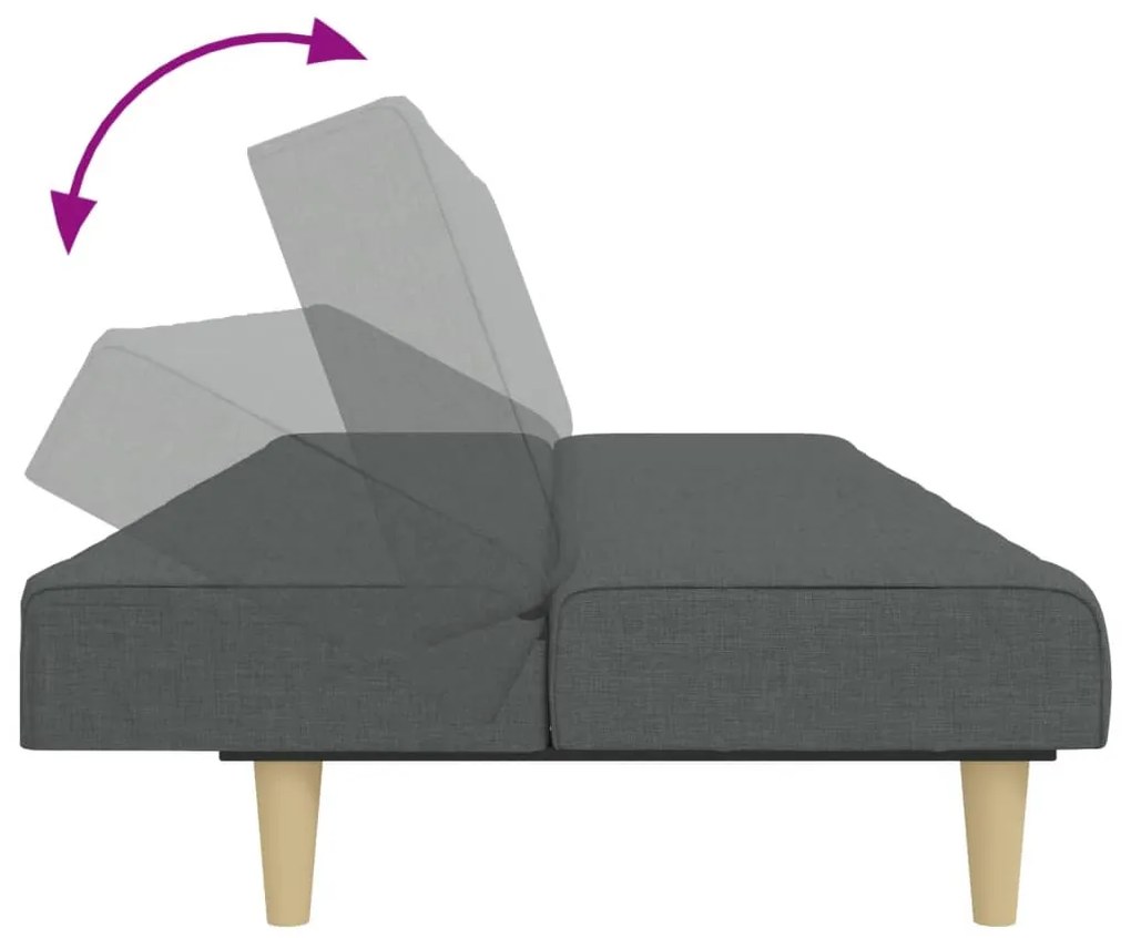 Sofá-cama de 2 lugares c/ apoio de pés tecido cinzento-escuro