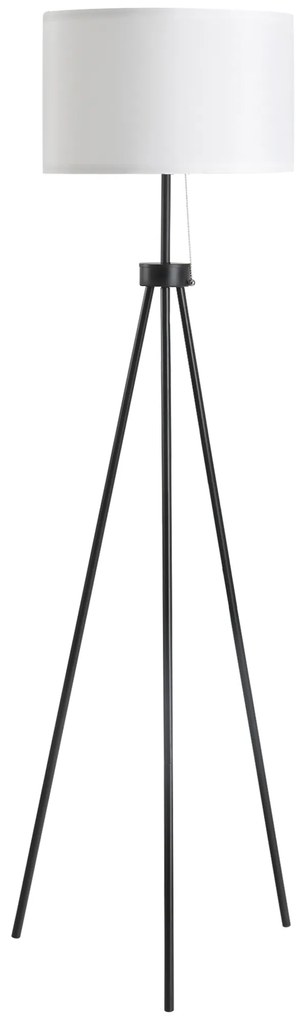 Candeeiro de Pé Moderno Candeeiro de Pé para Sala de Estar com Ecrã Redondo Tripé e Suporte para Lâmpada E27  Ø37x152 cm Branco e Preto