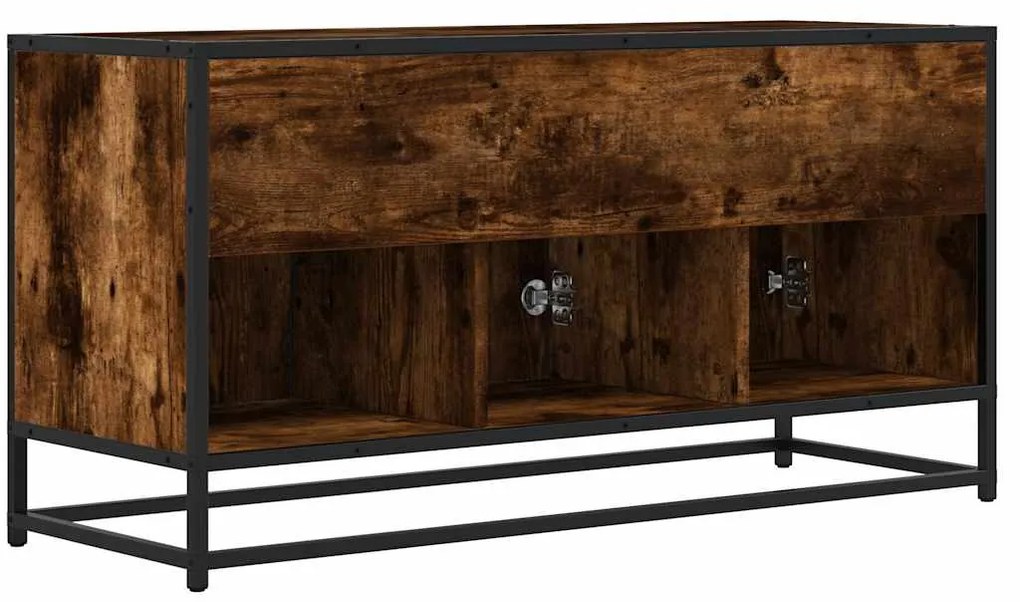 Móvel p/ TV 100x35x50cm derivados madeira/metal carvalho fumado