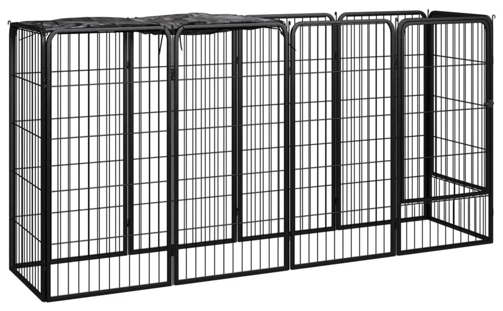 3115948 vidaXL Parque p/ cães c/ 10 painéis 50x100 cm aço revestido a pó preto