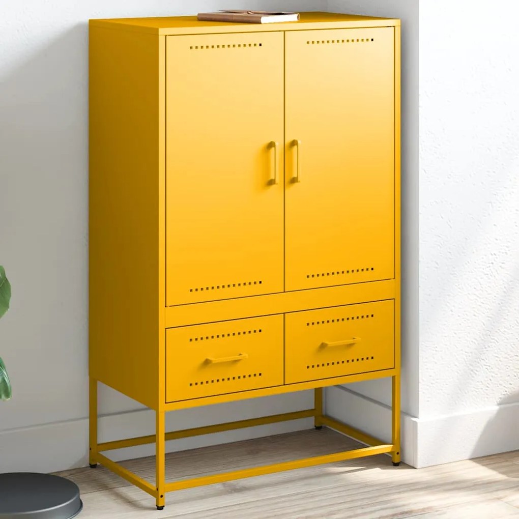 vidaXL Móvel alto 68x39x111,5 cm aço amarelo mostarda