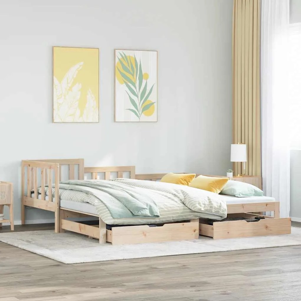 Sofá-cama com gavetão e gavetas sem colchão 90x190 cm