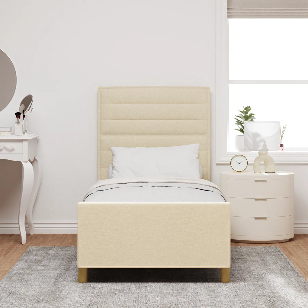 Cama vidaXL - Creme, 90x200 cm, Tecido