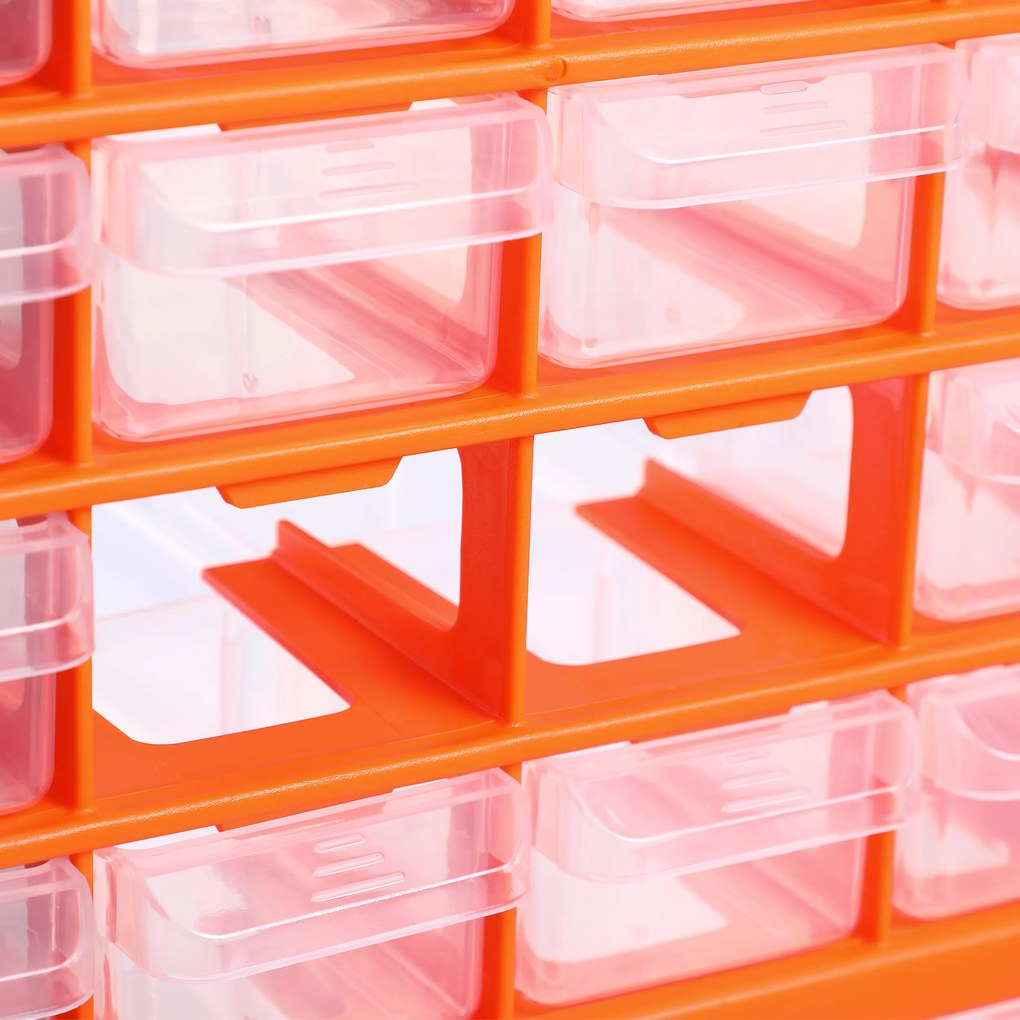 Organizador com 78 compartimentos para pequenas peças 47,5 x 38 x 16 cm Laranja + Cinzento