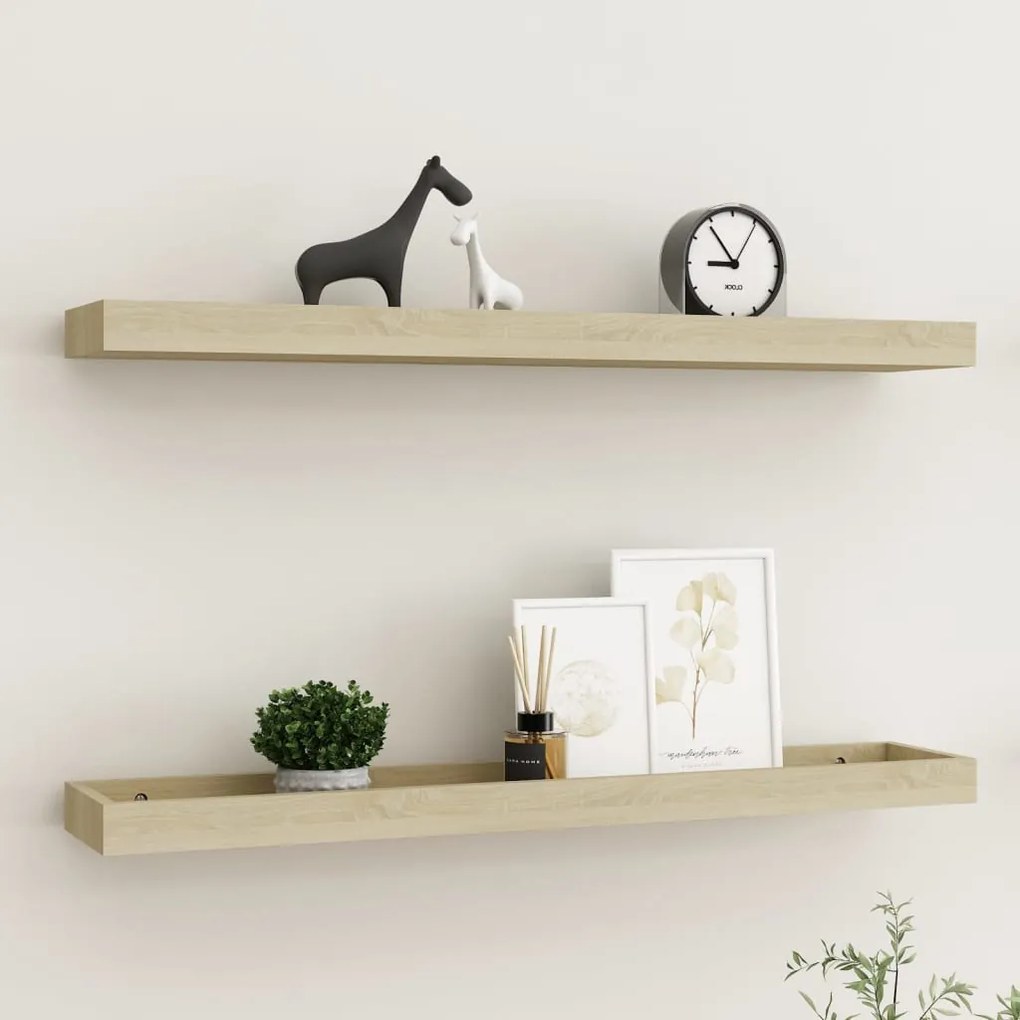 vidaXL Prateleiras de parede Loggia 2 pcs 80x15x4 cm MDF cor carvalho