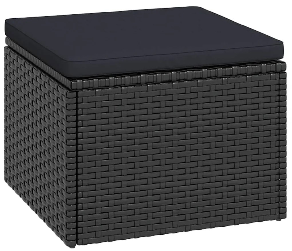 Conjunto lounge de jardim vime PE preto