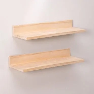 Conjunto De 2 Prateleiras De Parede 60 Cm Em Madeira De Pinho Tydor ~60 Cm - Sklum