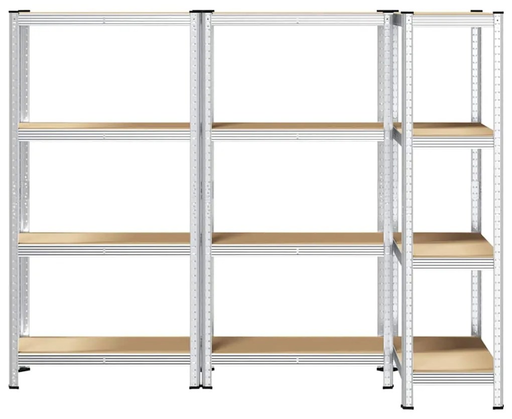 Prateleiras de armazenamento de 4 camadas 3 pcs aço prateado