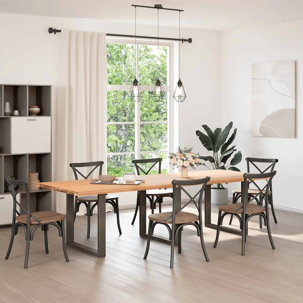 Pés para mesa de jantar em formato de U, 3 peças, aço natural, 80x(72-