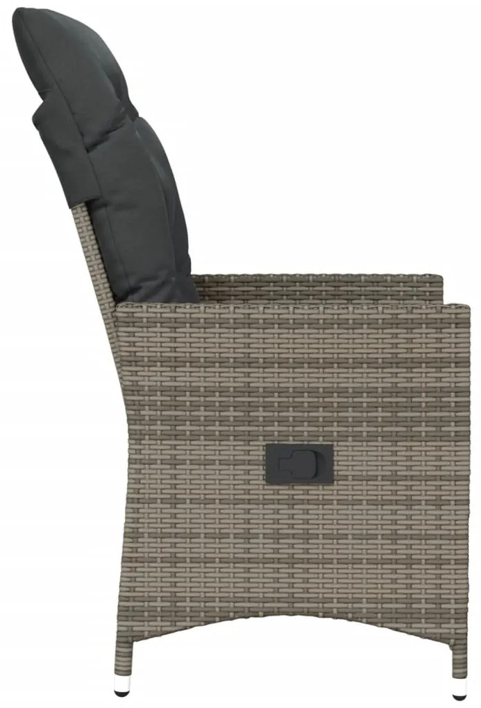 Cadeiras jardim reclináveis 2 pcs c/ almofadões vime PE cinza