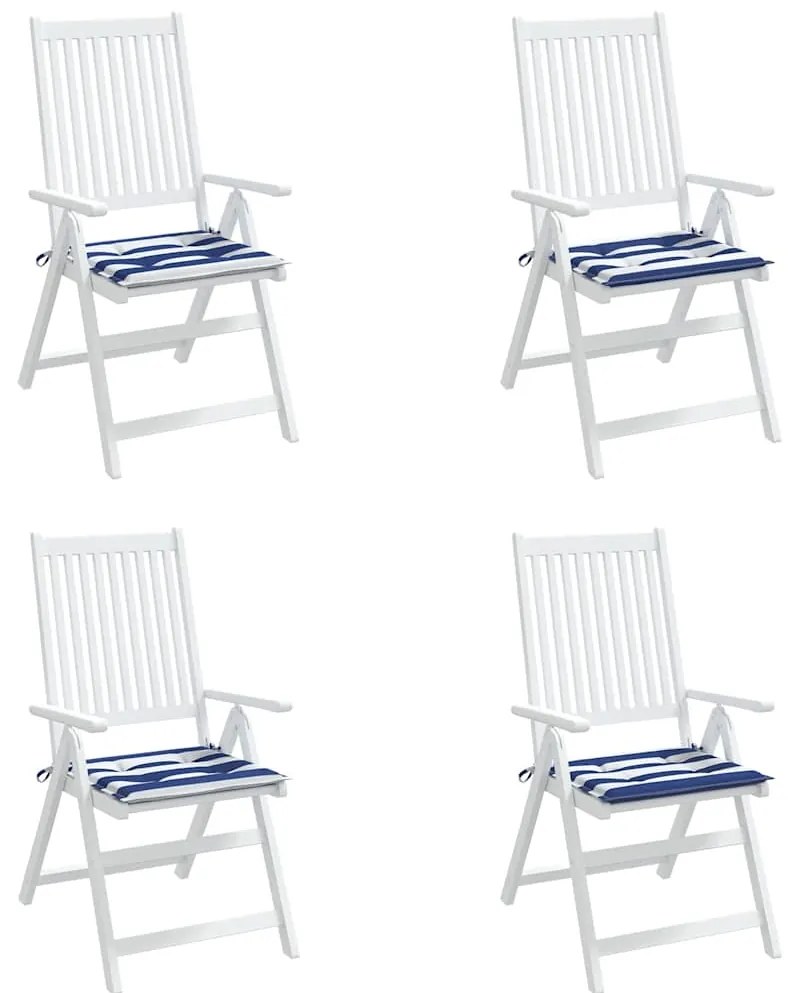 Almofadões p/ cadeira 2pcs 50x50x4 cm tecido riscas azul/branco