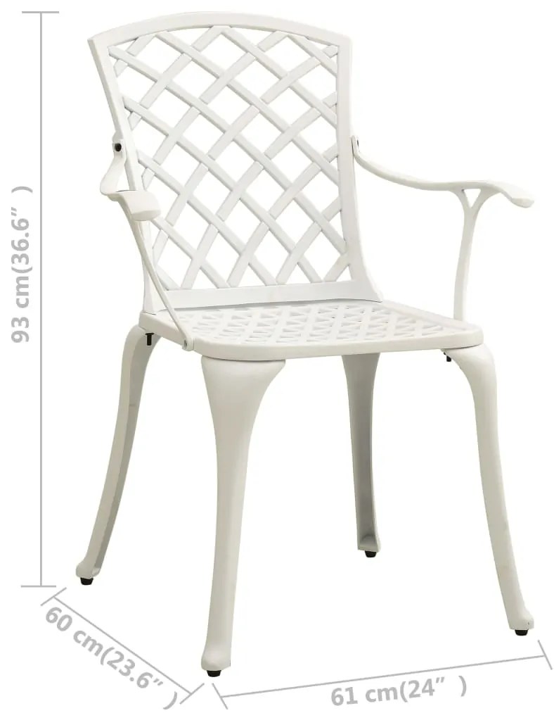 Cadeiras de jardim 2 pcs alumínio fundido branco