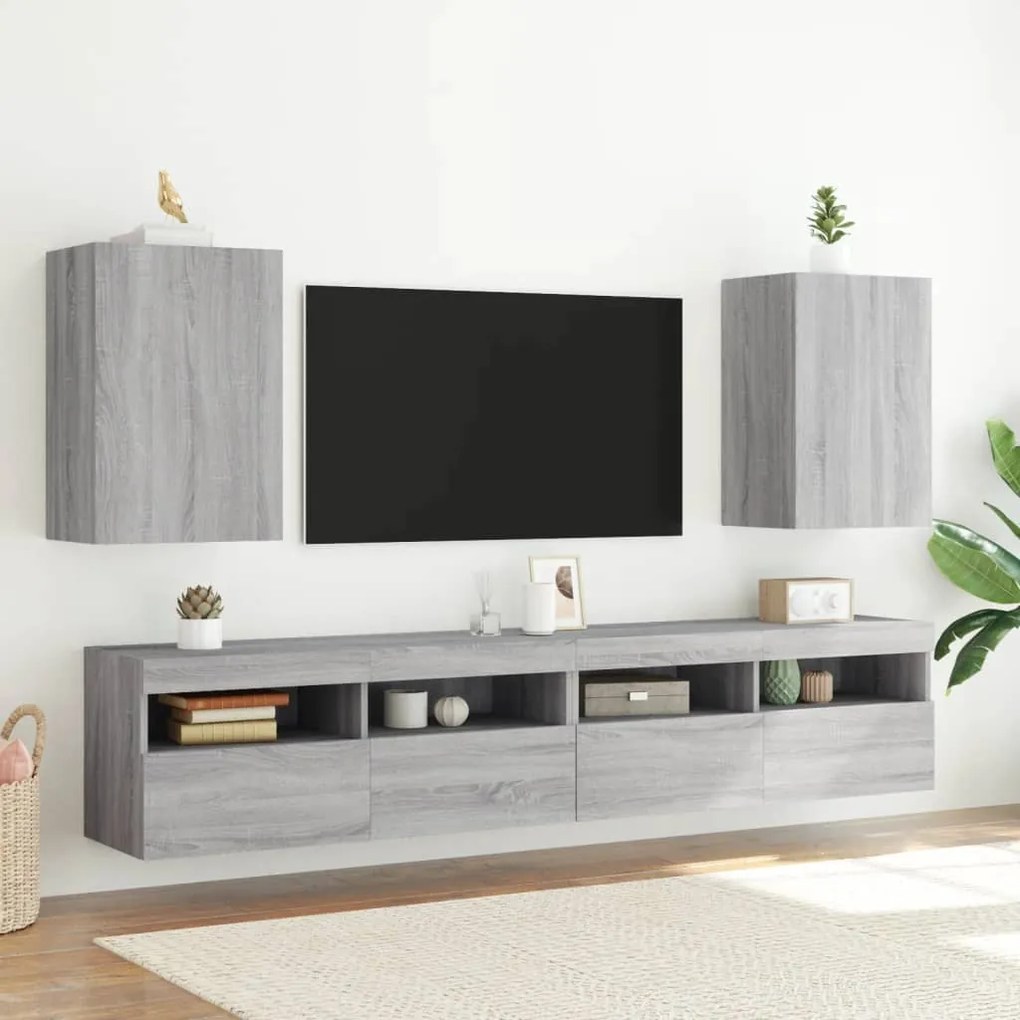 Móveis parede TV 2pcs 40,5x30x60 cm deriv. madeira cinza sonoma