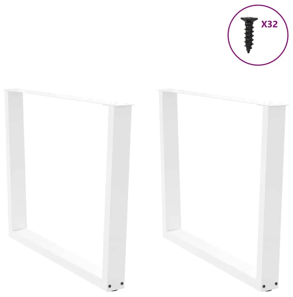 Mesa de jantar pernas 2pcs forma V 100x(72-73,3)cm aço branco