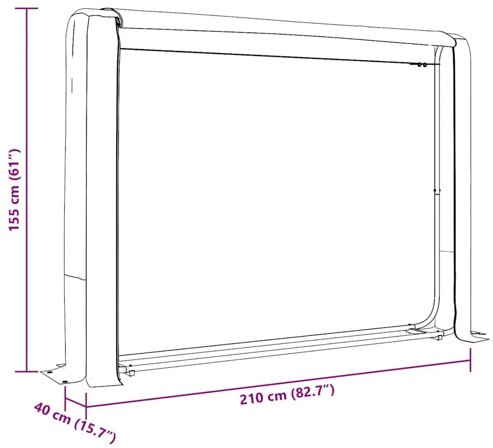 Rack de lenha com tampa de chuva 200x25x150 cm aço galvanizado