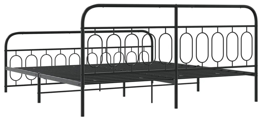 Estrutura de cama com cabeceira e pés 200x200 cm metal preto