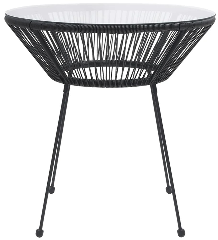 3 pcs conjunto de jantar para jardim preto