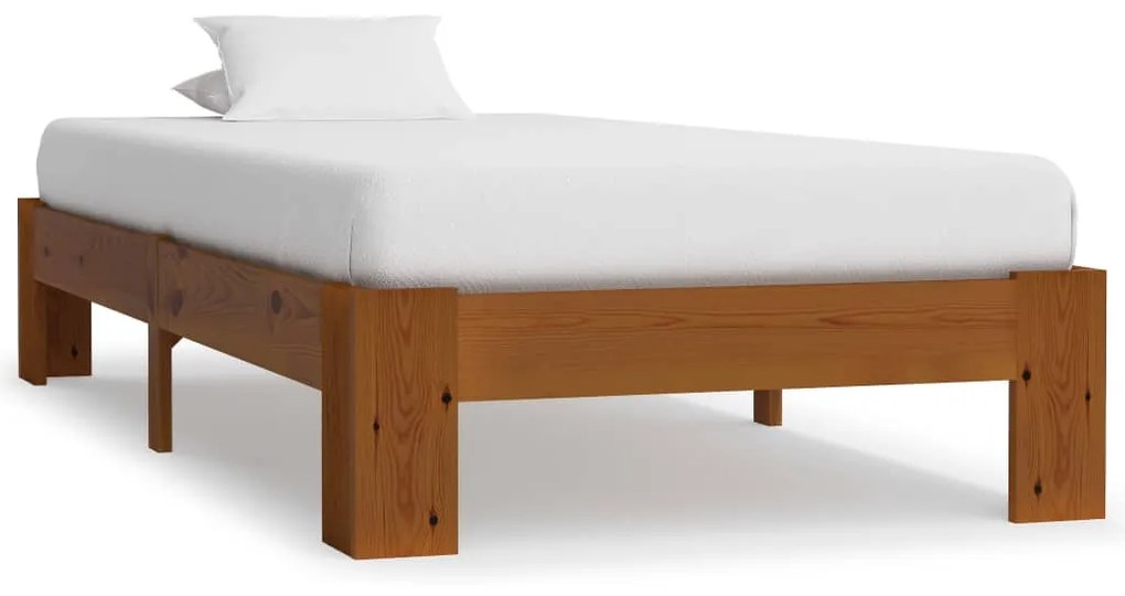 283286 vidaXL Estrutura de cama 90x200 cm pinho maciço castanho-claro