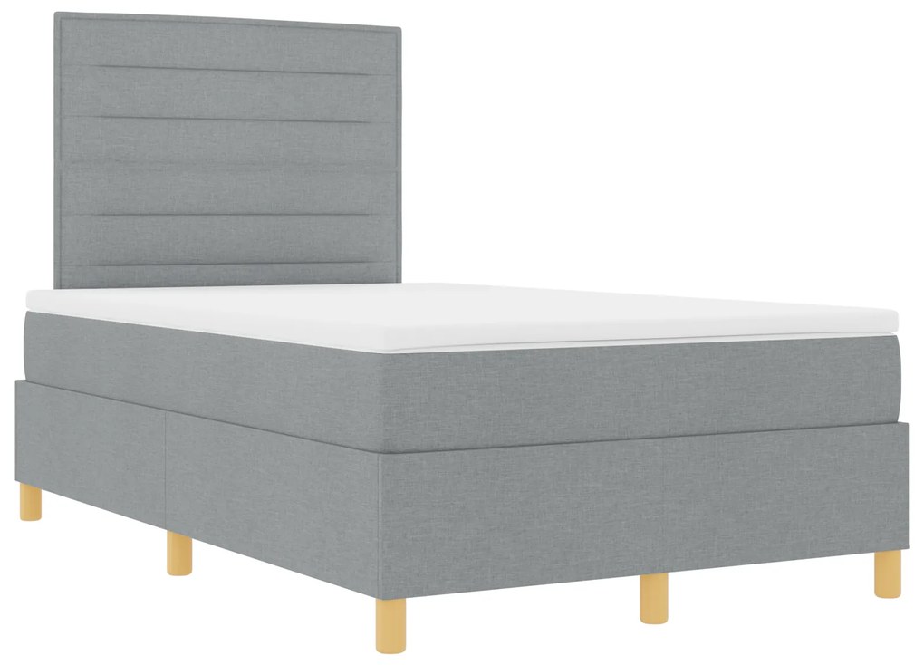 Cama Box Spring com Colchão Cinza Claro 120x200 cm Tecido