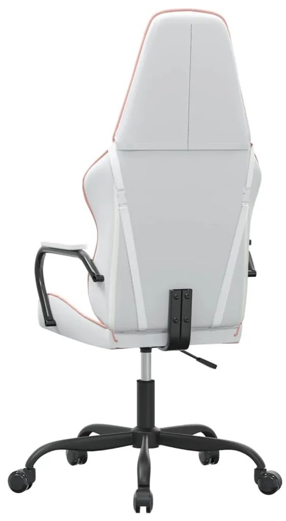Cadeira gaming massagens couro artificial branco e rosa