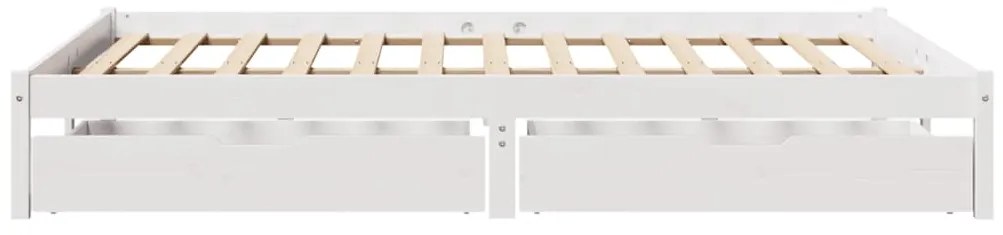 Cama sem colchão 140x200 cm madeira de pinho maciça branco