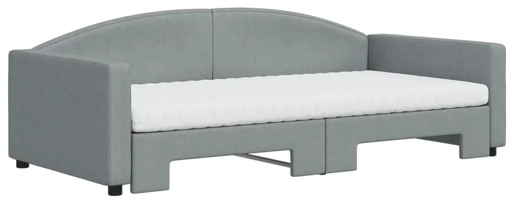 Sofá-cama c/ gavetão e colchões 100x200cm tecido cinzento-claro