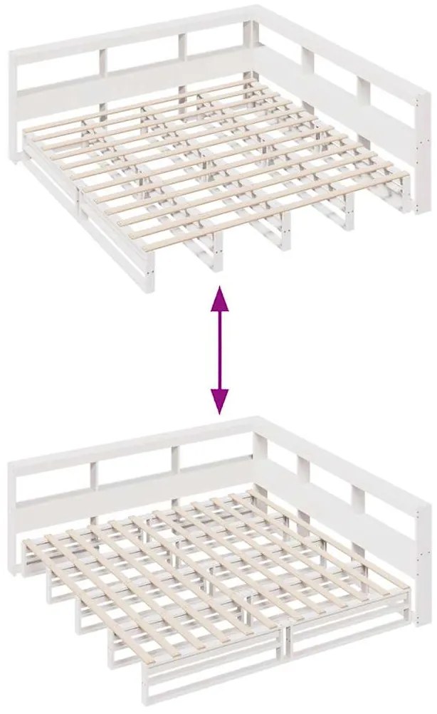 Cama com estante sem colchão 180x200 cm pinho maciço branco