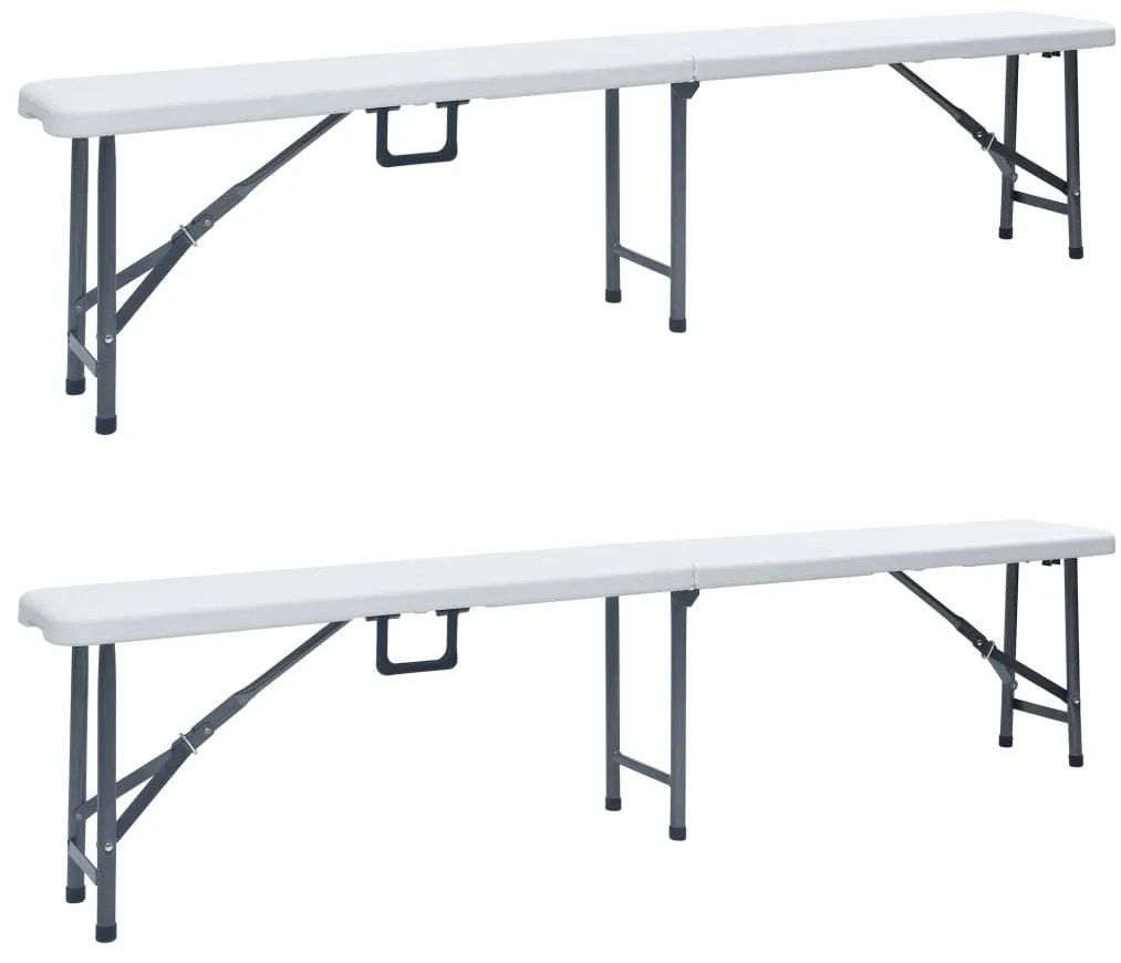 vidaXL Bancos de jardim dobráveis 2 pcs 180 cm PEAD branco