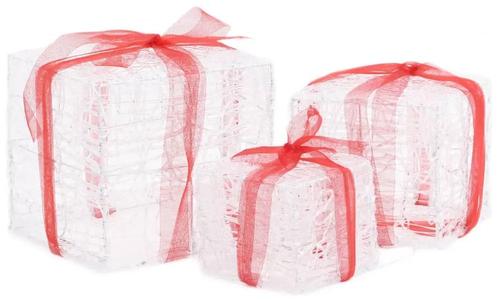 Caixas presentes Natal decorativas 3 pcs acrílico colorido