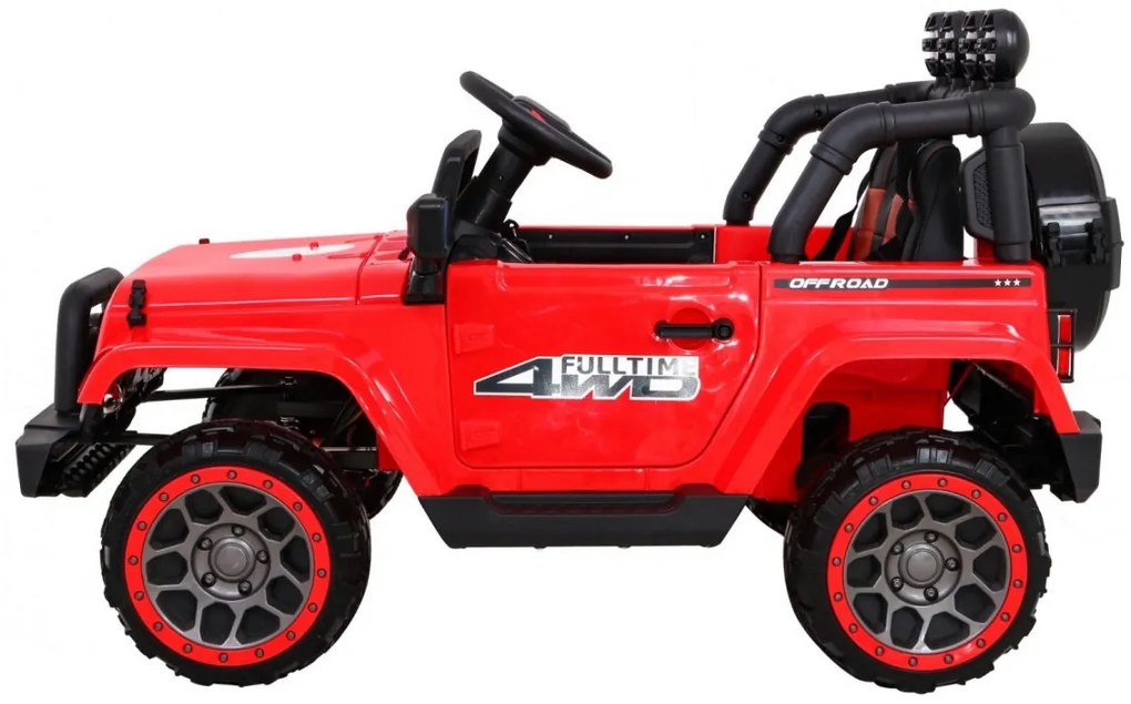 Jipe elétrico para Crianças off-road 12V 4x4, Rodas Espuma EVA, Assento couro ecológico Vermelho