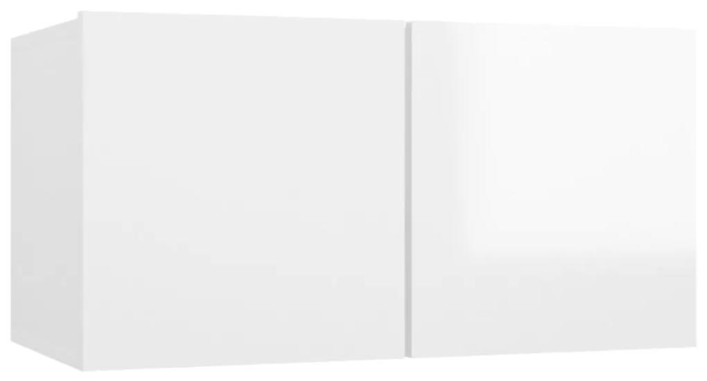 5 pcs conjunto de móveis de TV contraplacado branco brilhante