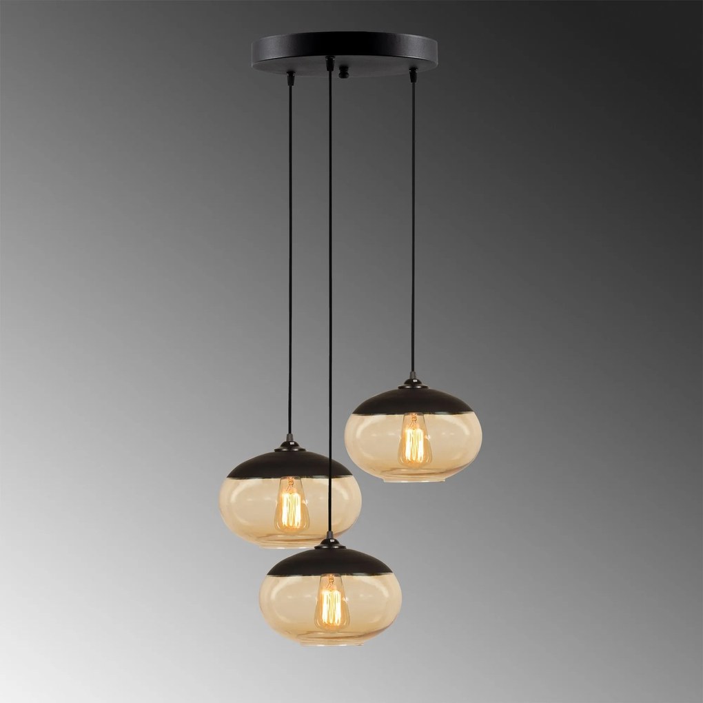 Candeeiro de Teto Camini – Preto Mel – Diâmetro 50 cm